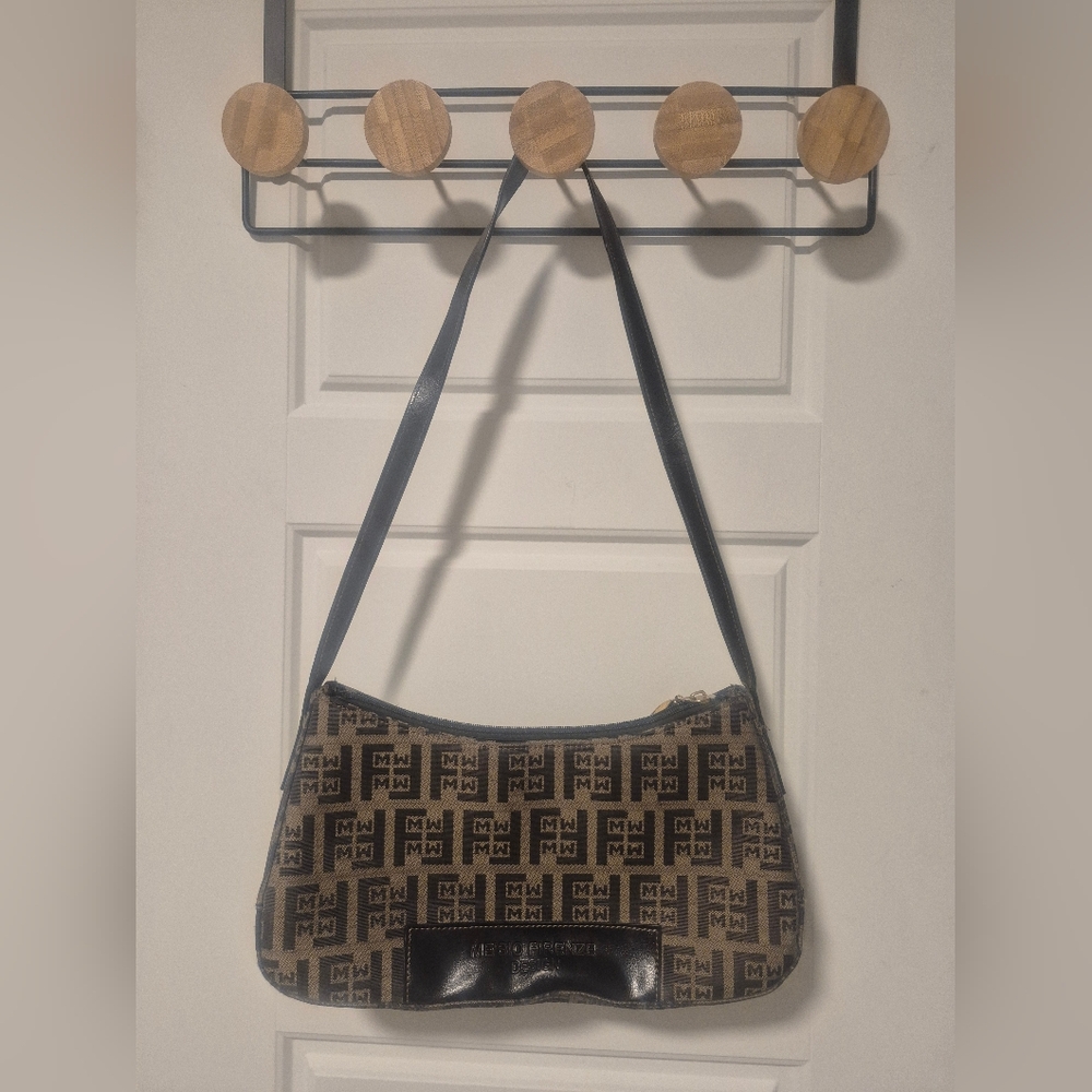 Elegant Black and Brown Monogram Shoulder Bag